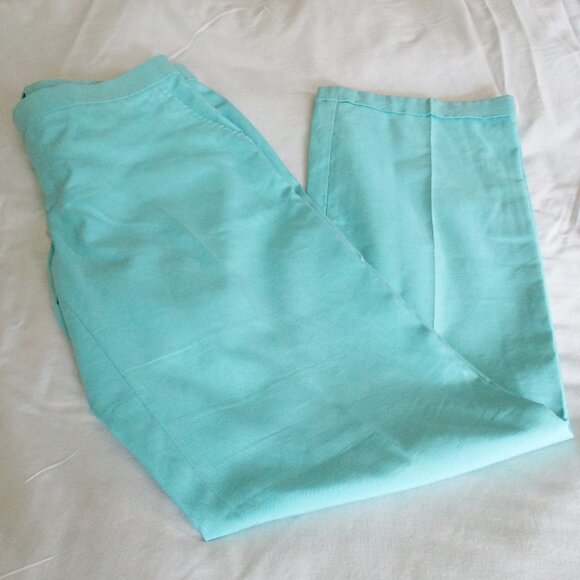 RALPH LAUREN Black Label Turquoise Silk Blend Cuffed Pants - Picture 3 of 5
